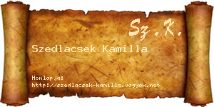 Szedlacsek Kamilla névjegykártya